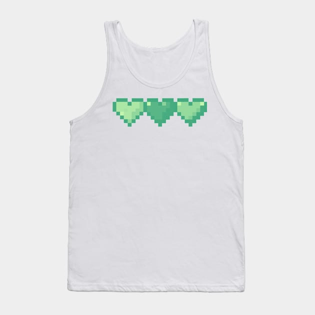 Green Hearts in a Row Pixel Art Tank Top by christinegames